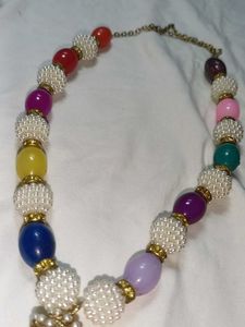 Colorful Beaded Necklace &amp; Earrings Set