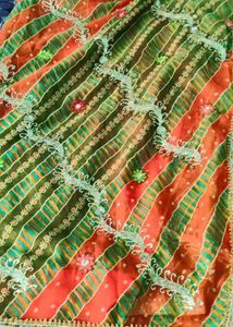 Vibrant Striped Embroidered Saree