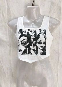 20286. Graphic Print Crop Tank Top