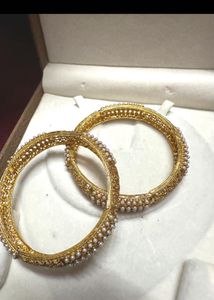 Elegant Pearl &amp; Crystal Bangles Set