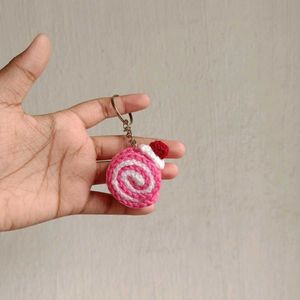 Crocheted Swiss Roll Keychain