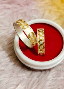 Elegant Silver & Gold Band Rings Set