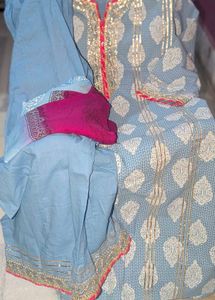 Blue Coloured Pure Cotton Kurta Set