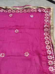 Vibrant Pink Heavy Embroidered Dupatta