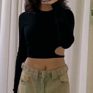 Bershka Black Cut-Out Top