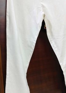 Elegant White Kurta set with Red-Green Embroidery