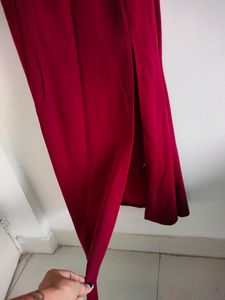Shein Maroon Off Shoulder Side Slit Bodycon Dress