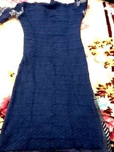 Stylish Navy Blue Printed Kurti