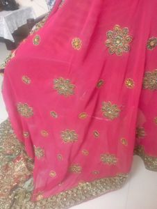 Rust  &amp; green ghagra saree