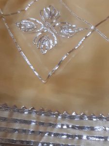 Elegant Yellow Dupatta with Silver Embellishments