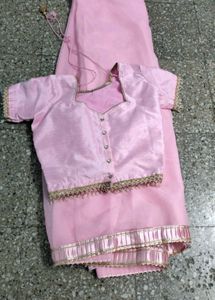 Elegant Pink Saree and Blouse Set