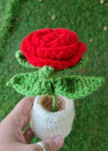 Crochet Rose in Pot