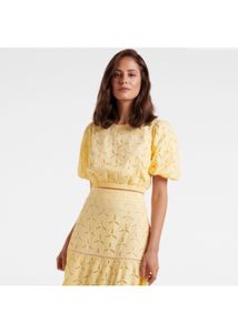 Forever New Riley Broderie Puff Sleeve CoOrd Top