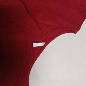 Maroon Pure Cotton Top with Button Detail