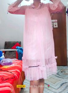Sheer Pink Ruffle Dress