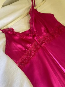 Vibrant Pink Lace Trim Babydoll Nightie