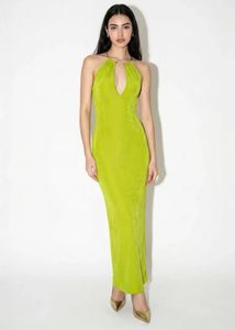 Lime Green Halter Neck Maxi Dress