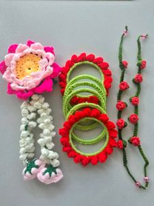 Handmade Crochet Flower Jewelry Set