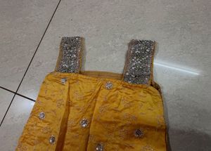 Golden yellow designer embroidered sharara