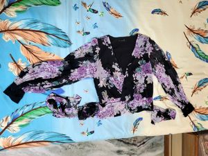 Black And Purple Wrap Top