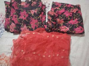 Elegant Floral Kurta Set with Dupatta