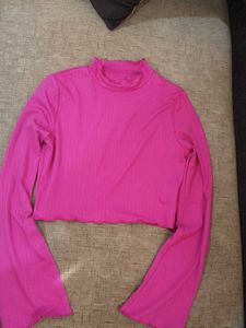 Pink Long Sleeve Crop Top