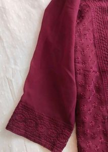 Elegant Maroon Embroidered Kurta