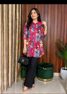 Beautiful Floral Print and embroidered shirt