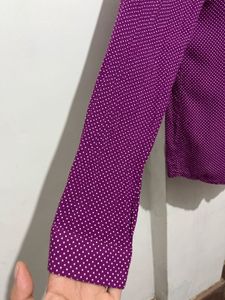 Purple Polka Dot Button-Up Shirt