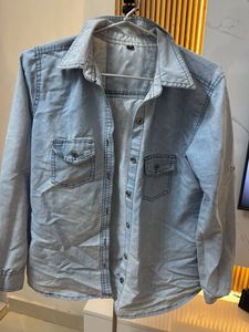 women Light Wash Denim Shirt