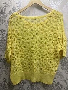 Yellow Crochet Knit Sweater