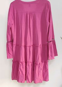Boho Tiered Pink Midi Dress