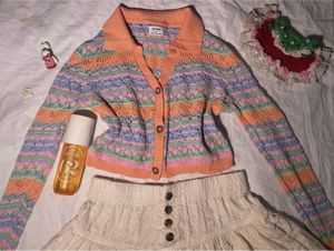 Colorful Crochet Knit Cardigan