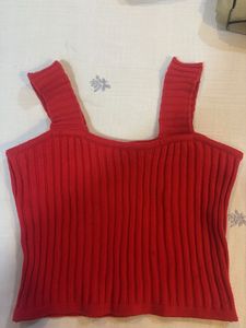 Hand made Red Ribbed Knit Tank Top
