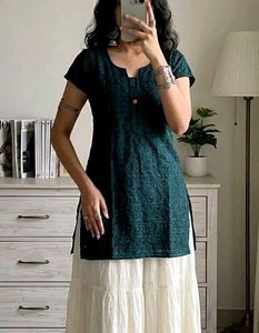 Black embroidery chikankari short Kurti