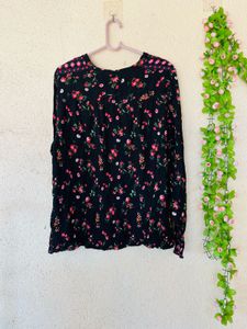 Boho Floral Print V-Neck Top