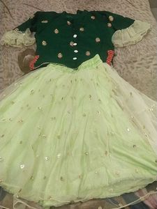 Party Wear Dress Cute Green &amp; Lime Kids Outfit