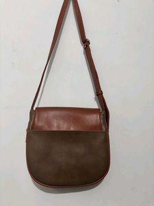 Brown Faux Leather Crossbody Bag