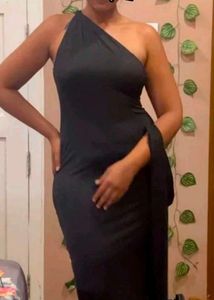 Black Ruched Wrap Maxi Dress