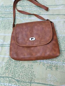 Brown Faux Leather Crossbody Bag