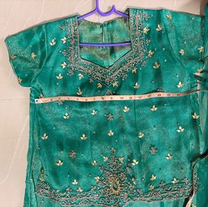 Emerald Green Embroidered Lehenga Skirt