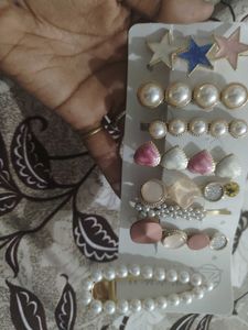 Assorted Pearl & Star Hair Clips Set