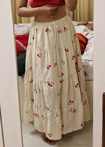 Cute Cherry Tiered long Skirt