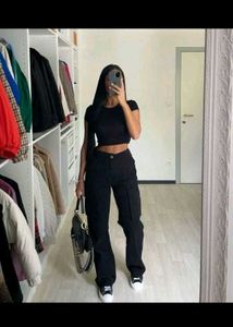 Trendy Black Cargo Pants