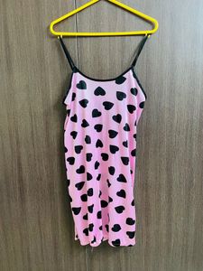 beautiful pink color heart print nighty for sale