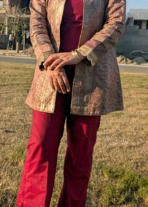 Wine Color Silk Co Ord Set