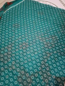 Sea Green Printed Saree With Unstitched Blouse