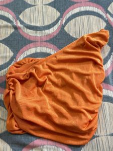 Orange Ruched One Shoulder Top