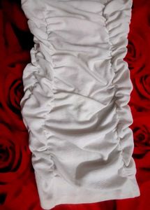 Chic White Ruched Mini Dress