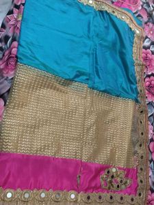 unused Embellished Saree with Mirror Work